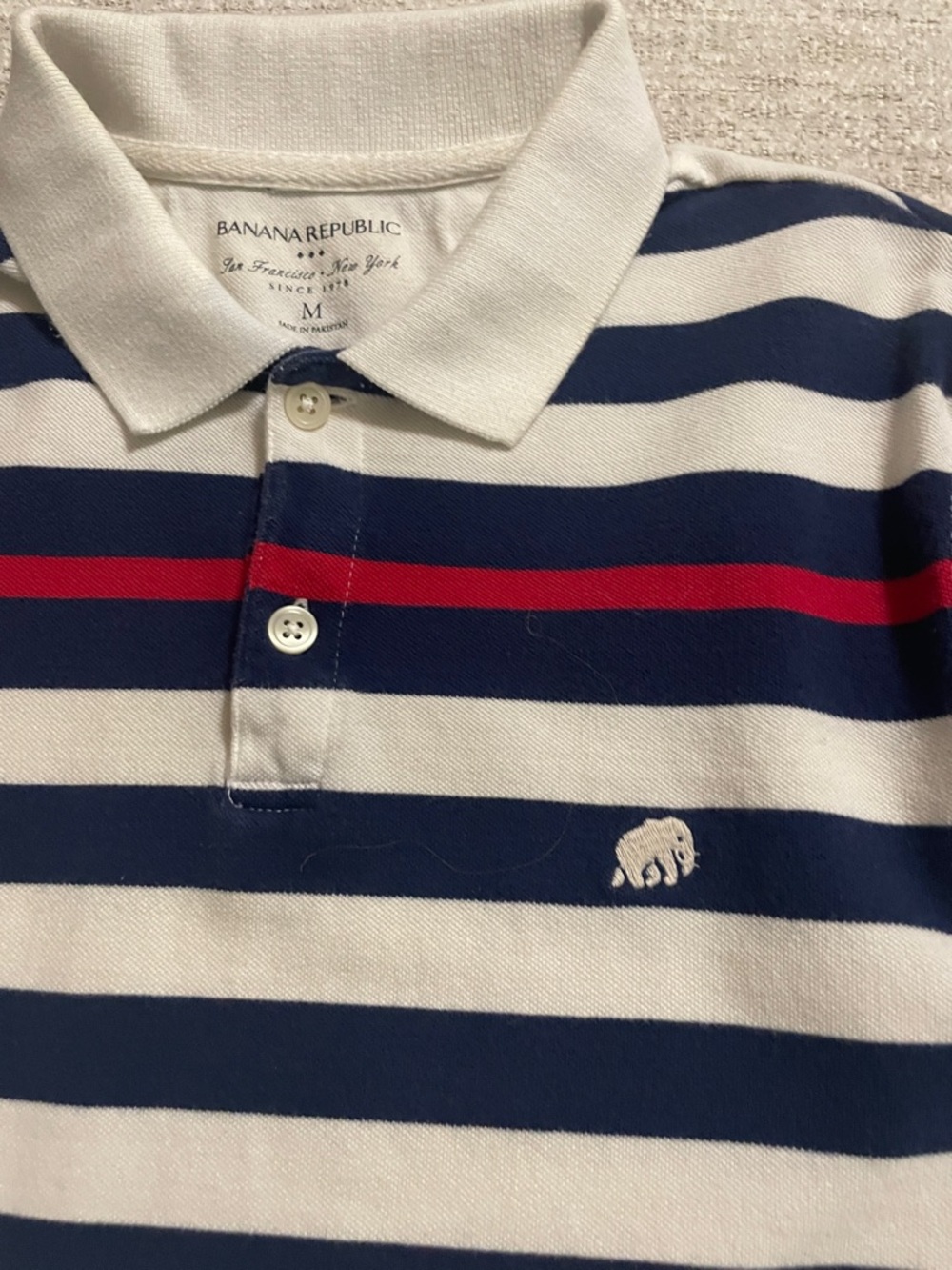 Banana Republic Navy, White & Red Striped Polo - Picture 3 of 8